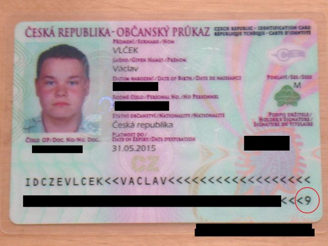 Kde je napsano číslo Obcanky?