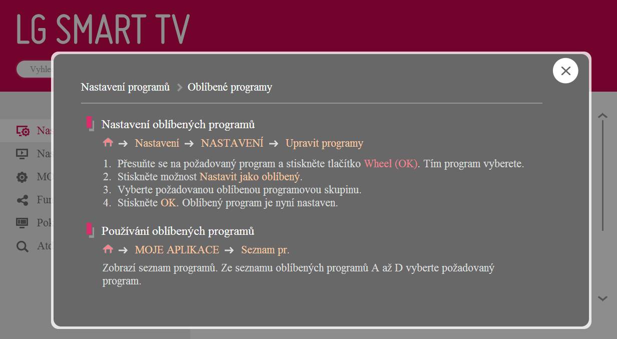 Jak srovnat programy LG?