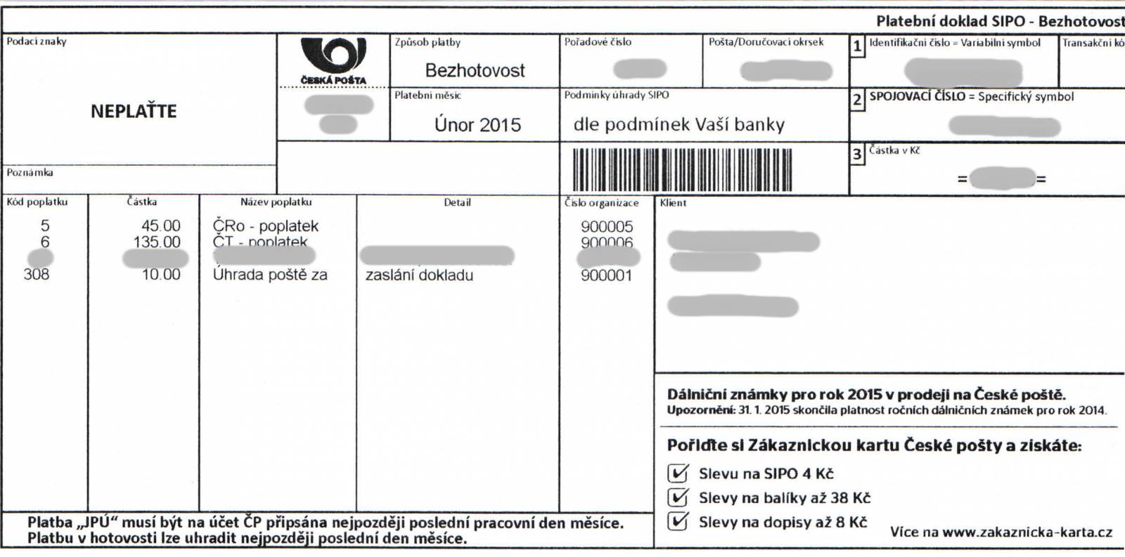 Jak změnit částku na SIPO?