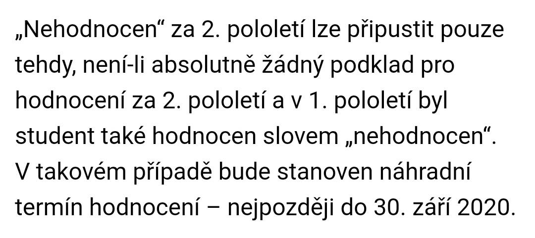 Co znamená být nehodnocen v pololetí?