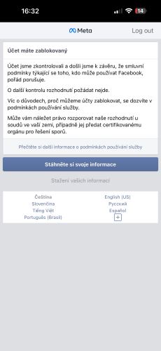 Facebook trval blokace