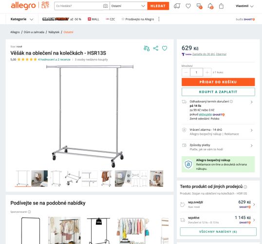 Stojan na obleen INEZ - je pevn?