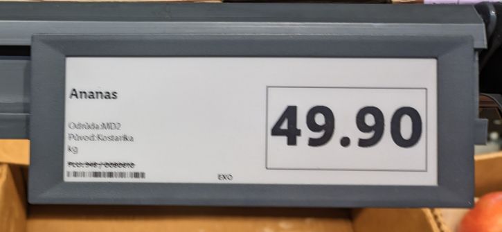 Ananas v Lidlu, zmna ceny za kus na kg