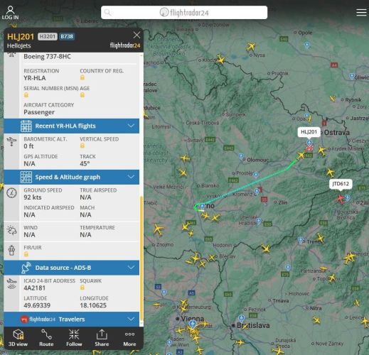 Identifikace let Hello Jet z Brna do Ostravy #2
