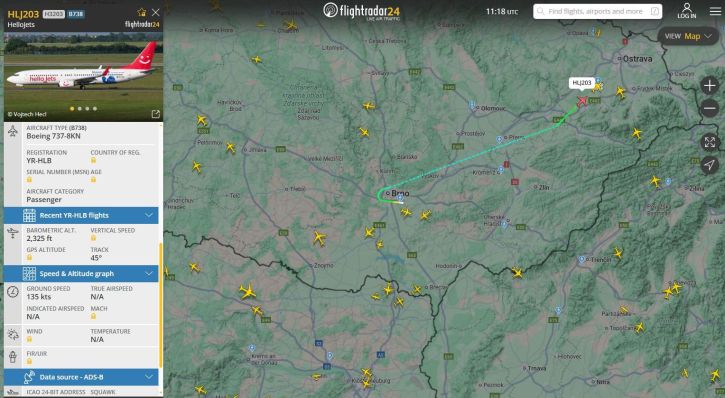 Identifikace let Hello Jet z Brna do Ostravy #3