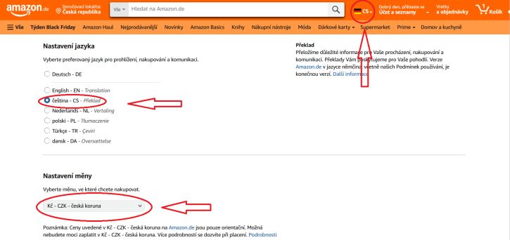 D se na amazonu platit v K?