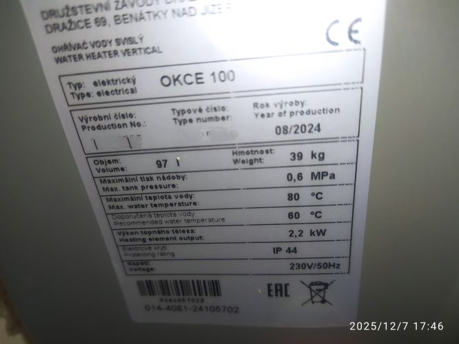 Okce 100,bojler dlouho nahv