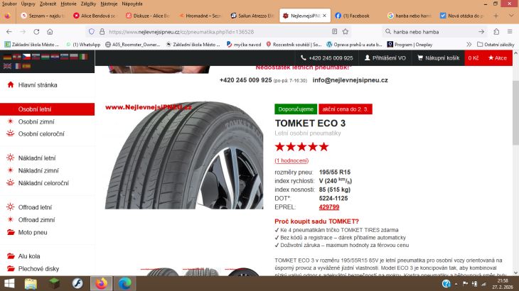 Pneu Tomket, ano / ne?