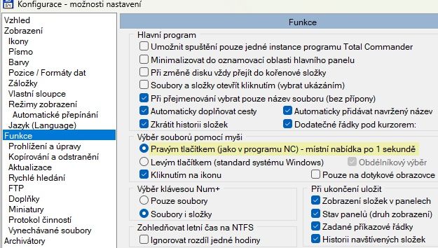 Jak nastavit v Tot.comm. 9.51 Kontext.menu na myši?