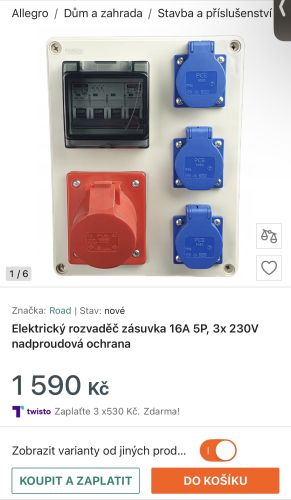 Rozvaděč s zásuvkami na zed
