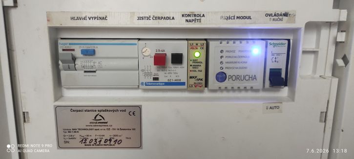Zapojení 3 plováků v tlakové kanalizaci
