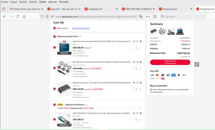 Aliexpress nedodání