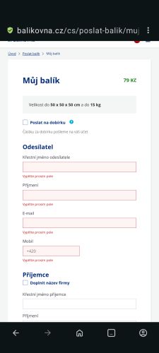 Jak v Balíkovně vytvořit label pro jiného pro poslání balíku mě? #2
